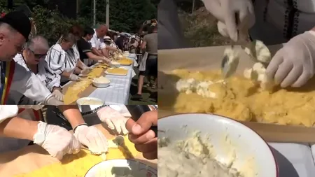Preparatul tradițional demn de Cartea Recordurilor! Localnicii au pregătit cel mai mare bulz de la mărginimea Sibiului