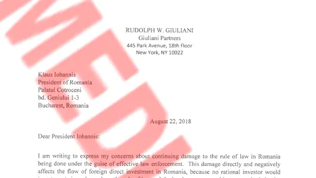 Protocoalele promovate de Kovesi si Maior SUBMINEAZĂ statul de drept. RUDOLPH GIULIANI, scrisoare către oficialii statului român