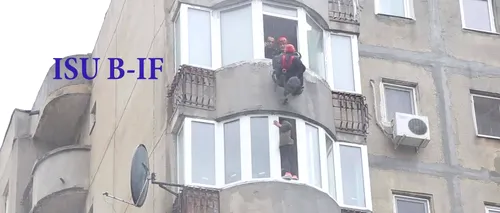 Operațiune ca în filme în Capitală. O femeie care a vrut să sară de la etajul 6 a fost salvată după o intervenție de 12 ore. VIDEO și FOTO