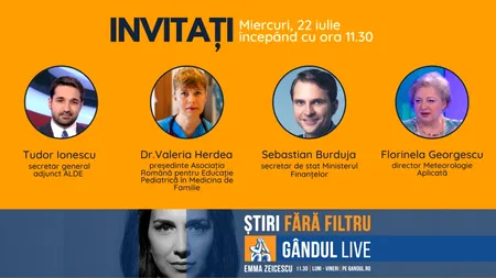 Sebastian Burduja, secretar de stat în Ministerul Finanțelor Publice, se află printre invitații Emmei Zeicescu la Gândul LIVE, pe 22 iulie, de la ora 11.30