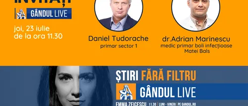 Primarul Sectorului 1, Daniel Tudorache, se află printre invitații Emmei Zeicescu la Gândul LIVE, pe 23 iulie, de la ora 11.30