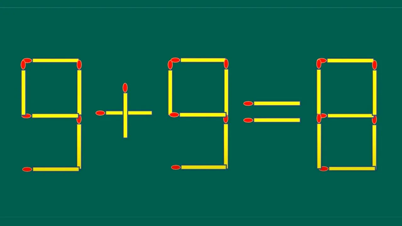 TEST de inteligență cu chibrituri | Mutați un singur băț, pentru a corecta 9 + 9 = 8