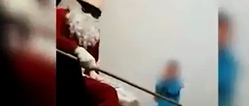 Imagini revoltătoare. Un copil din Bistrița, amenințat de un bărbat deghizat în Moș Nicolae, sub privirile mamei care filma momentul