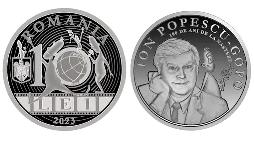 Moneda Gopo de argint de 10 lei care costă 100 de euro. BNR îi onorează pe celebrul Omuleț și creatorul său