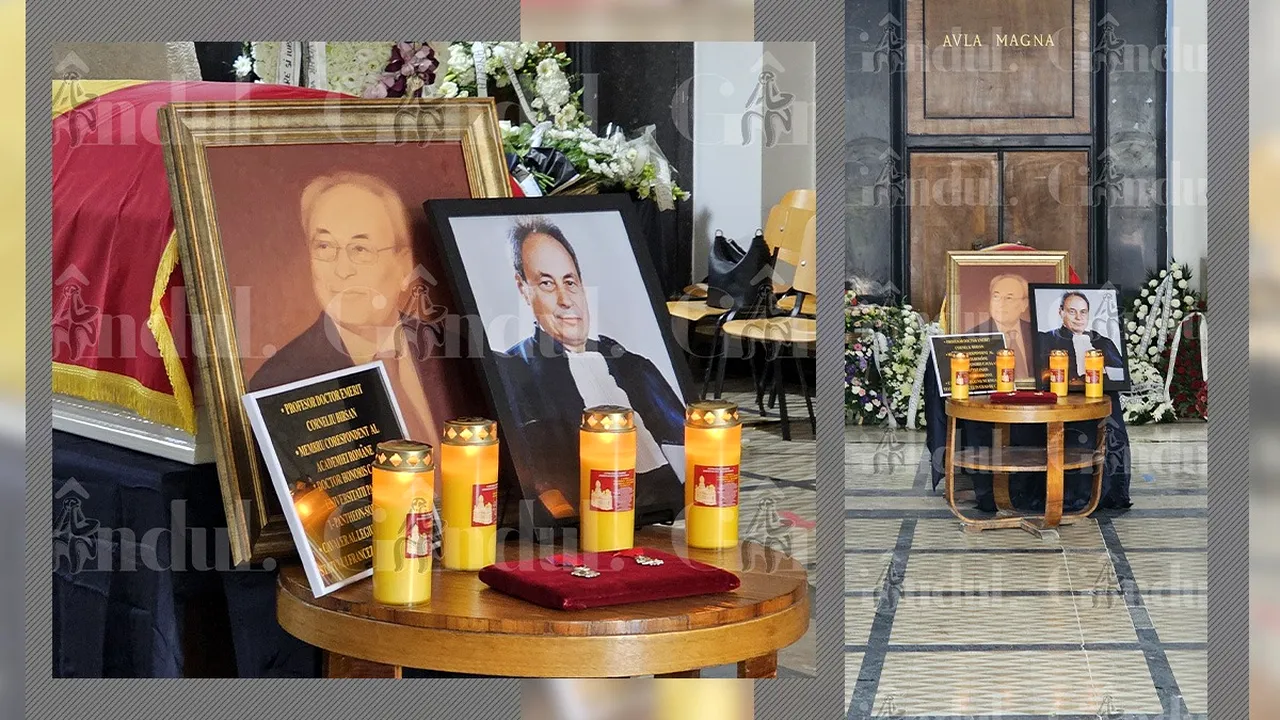 Sicriul cu trupul neînsuflețit al PROFESORULUI Corneliu Bîrsan a fost depus în holul de onoare al Facultății de Drept a Universității din București