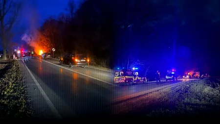 Accident teribil în Neamț. Patru oameni au murit în flăcări în urma coliziunii dintre două mașini. Trei răniți în stare incertă