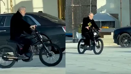Gigi Becali a dat ture pe motocicletă în curtea bisericii din Pipera. Imaginile virale au ajuns pe internet
