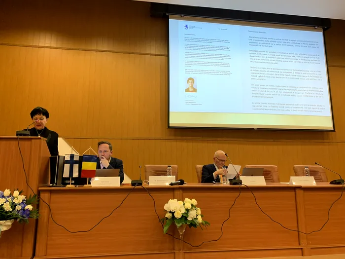 Rectorul Universității Creștine „Dimitrie Cantemir”, prof. Marja-Liisa Tenhunen, a citit mesajul transmis de secretarul de stat în Ministerul Educației și Culturii din Danemarca, Anita Lehikoinen