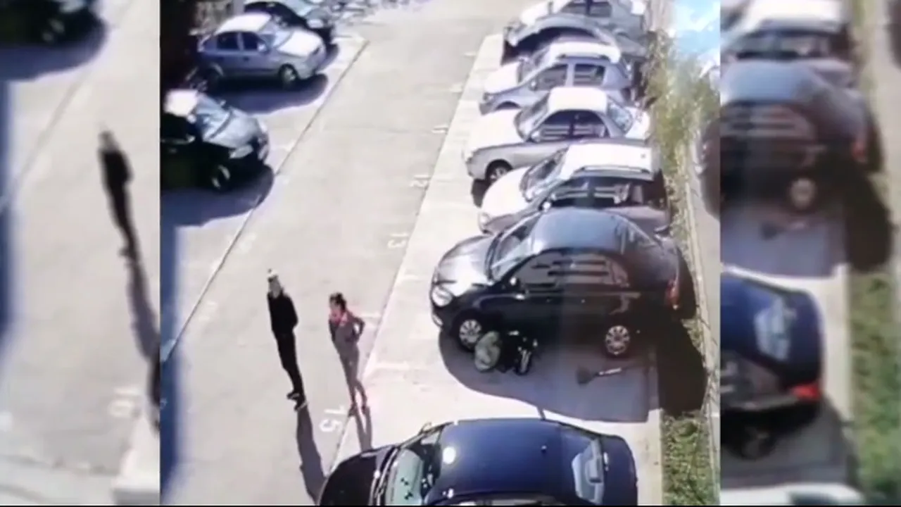 VIDEO. Hoți surprinși de camerele de supraveghere, într-o parcare din București