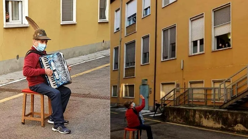 VIDEO. Italia: Un bărbat de 81 de ani i-a cântat la fereastră soției, internate cu COVID-19