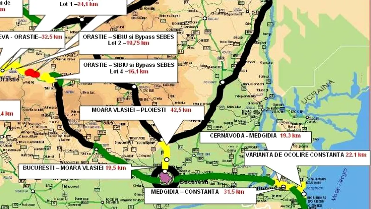 HARTA AUTOSTRĂZILOR ÎN EXECUȚIE. Câți kilometri de autostradă promite ministerul Transporturilor că vor fi gata în 2013