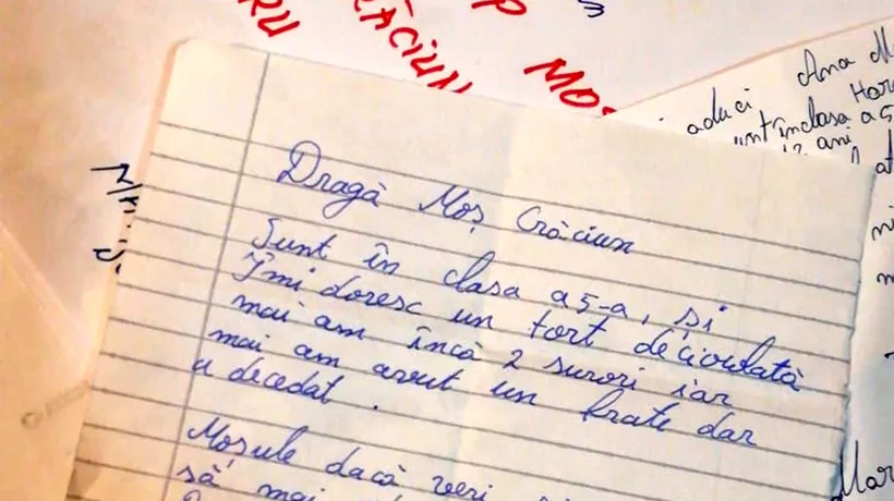 Scrisoarea tulburătoare a Andreei din Iași pentru Moș Crăciun: Sunt în clasa a 5-a și îmi doresc un..