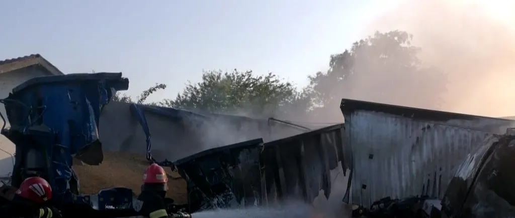 Update: Doi oameni răniți grav în incendiul care a cuprins cele două camioane din Ialomița