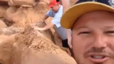 VIDEO: O formațiune stâncoasă veche de 200 de milioane de ani, distrusă de doi cercetași americani