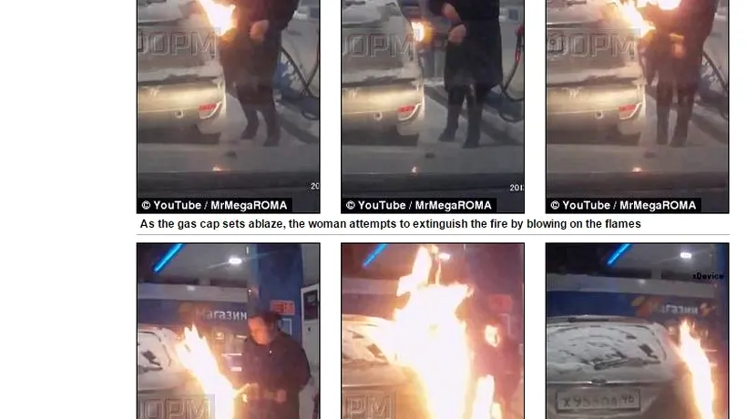 Rețeta dezastrului în Rusia. O tânără a încercat să-și „dezghețe mașina cu bricheta, chiar lângă pompa de benzină

