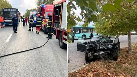 Accident grav în Craiova. A fost activat Planul Roșu de Intervenție după ce un autobuz și un autoturism s-au ciocnit. O persoană a decedat, iar alte șase au fost transportate la spital