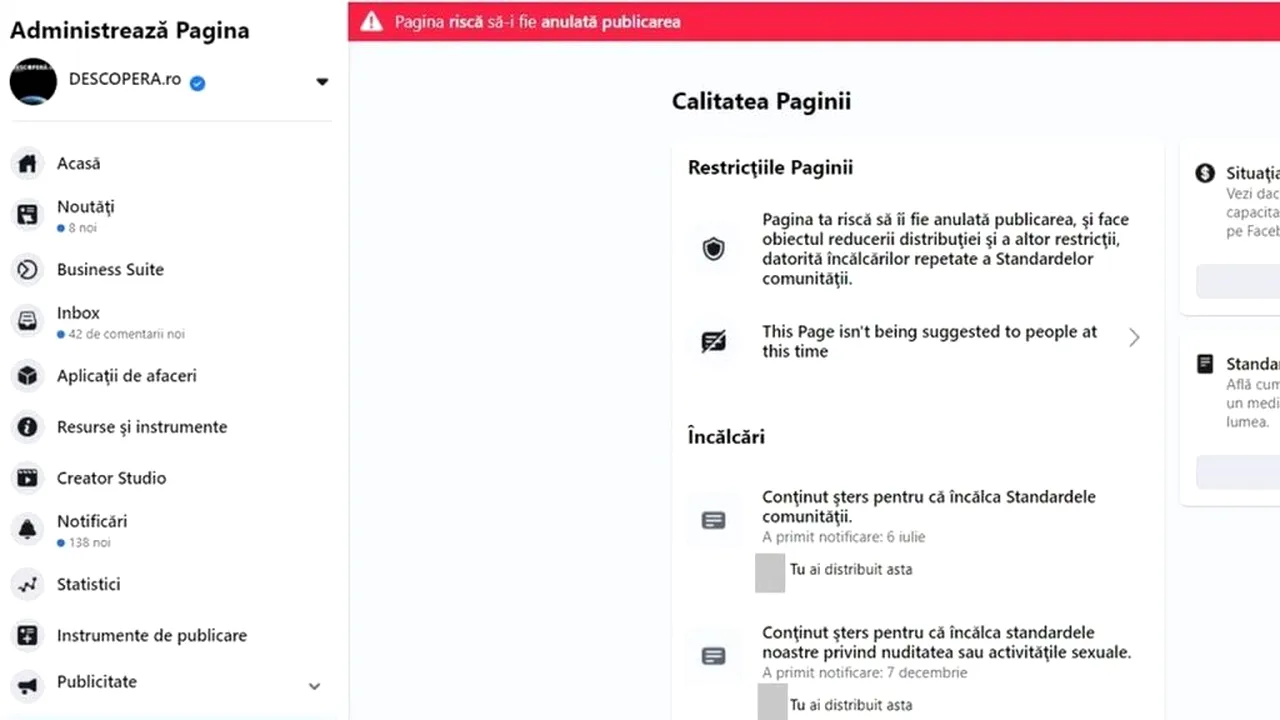 DESCOPERA.ro a fost restricționat pe nedrept de Facebook din cauza unor postări pe subiecte de istorie