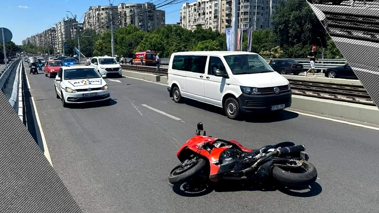 Accident mortal pe Podul Grant. Un motociclist a fost proiectat pe șinele de tramvai. Traficul a fost blocat