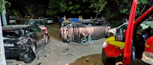 Accident cu șapte mașini în București. Patru persoane au ajuns la spital | FOTO, VIDEO