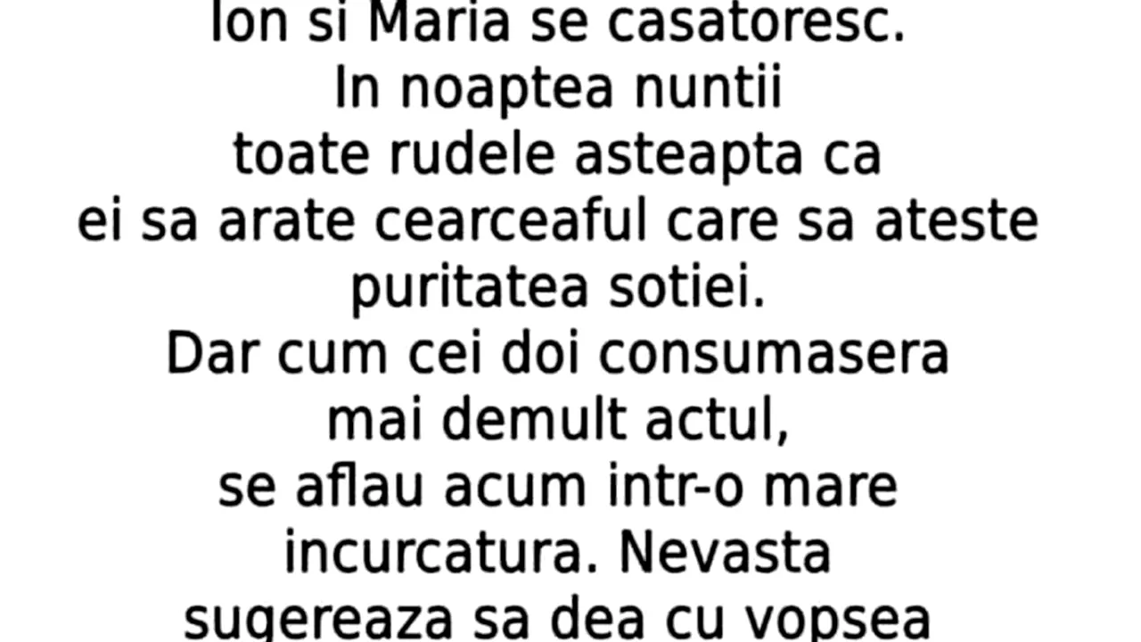 BANCUL ZILEI | Ion, Maria și cearceaful din noaptea nunții