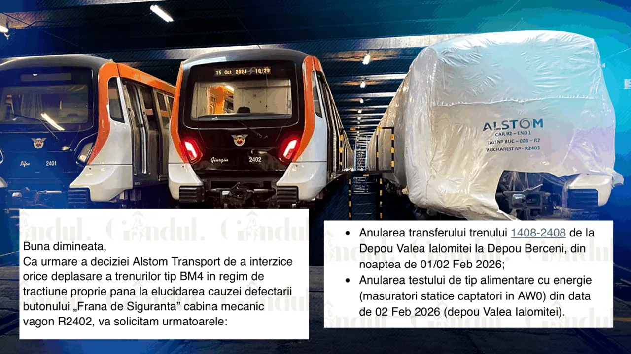 Metrourile noi de la Alstom, de 100 de milioane de euro, retrase de urgență. Mecanicii au rămas cu butonul de frâna în mână: „Nu le vom vedea prea curând în circulație”