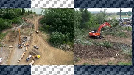 CNAIR: Imagini de la lucrările de defrișare a arborilor de pe amplasamentul elementelor PODULUI peste Prut de la Ungheni - malul românesc
