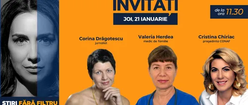 GÂNDUL LIVE. Jurnalista Corina Drăgotescu se află printre invitații Emmei Zeicescu la ediția de joi, 21 ianuarie 2021, de la ora 11.30