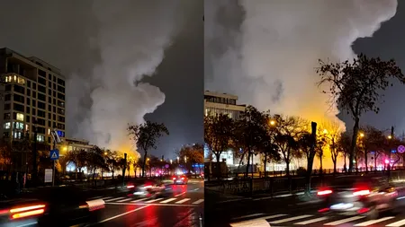 VIDEO. MOBILIZARE în forță a pompierilor, după ce o țeavă de apă fierbinte s-a spart în sectorul 3. Circulația este oprită în zonă