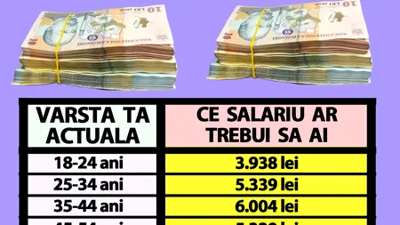 Tabelul SALARIILOR în funcție de vârstă. Câți lei ar trebui să câștigi acum, raportat la câți ani ai