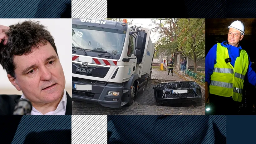 Două mașini au fost înghițite de ASFALT în Sectorul 6 / Daniel Băluță, atac dur la Nicușor Dan: S-ar putea întâmpla și la Piața Unirii