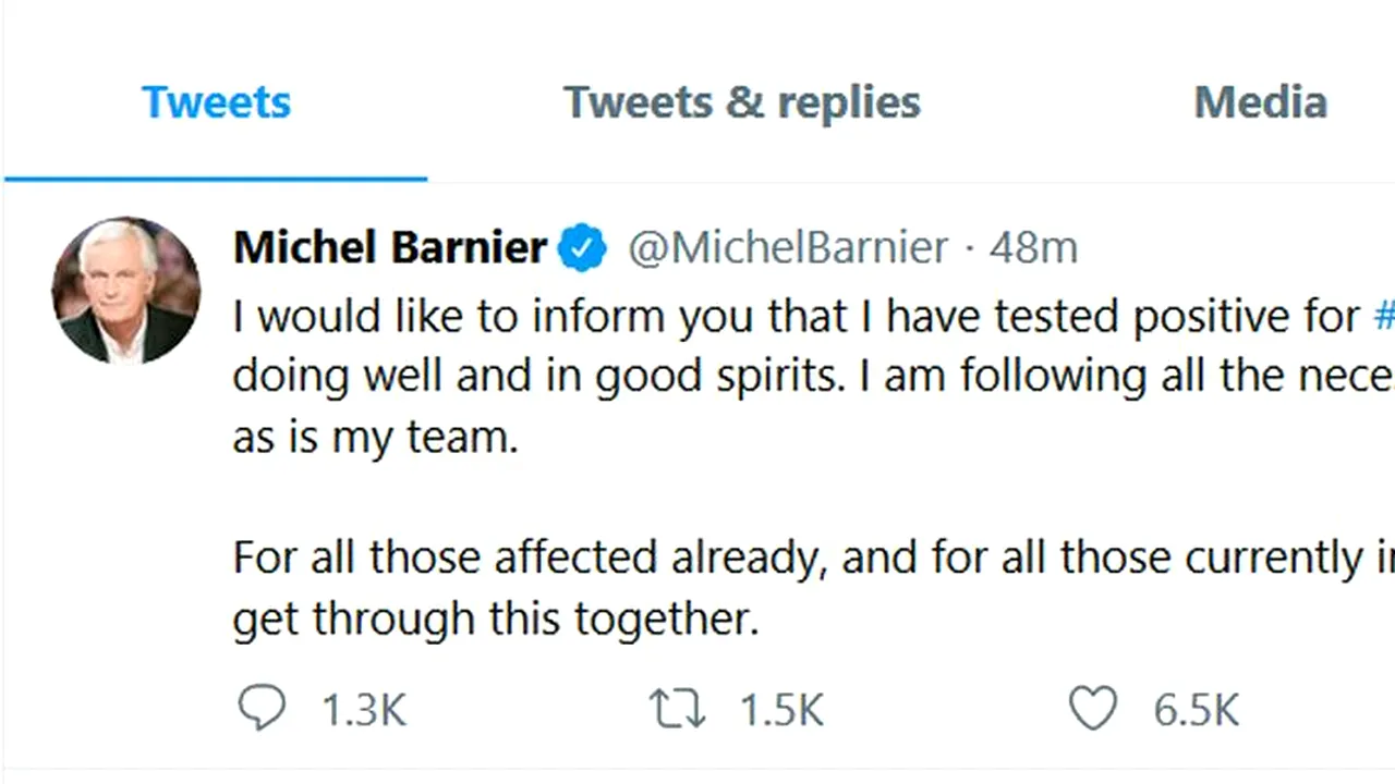 EFECTELE #CORONACRIZEI. Înalt oficial european, infectat cu COVID-19. „Urmez instrucțiunile necesare. Vom trece împreună și peste asta”