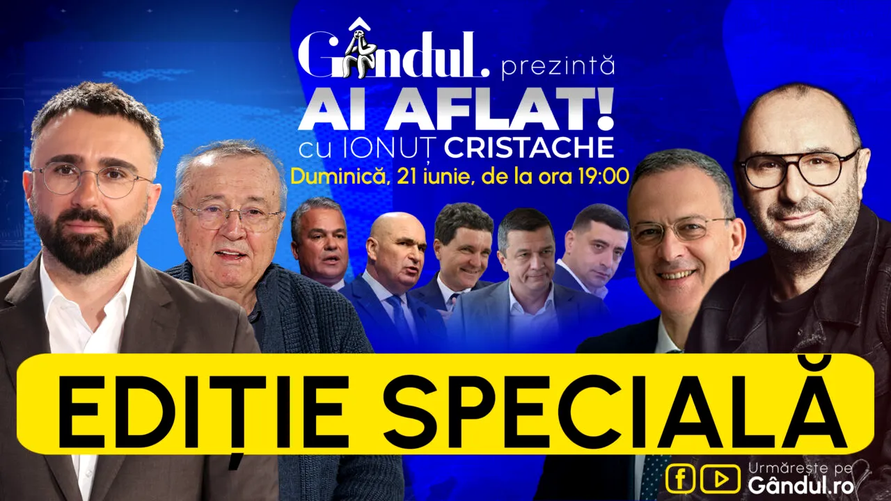 Ediție specială a emisiunii Ai aflat! cu Ionuț Cristache. De la ora 19.00, Ionuț Cristache, Marius Tucă, Ion Cristoiu și Răzvan Dumitrescu analizează ziua decisivă pentru susținerea guvernului Adrian Veştea