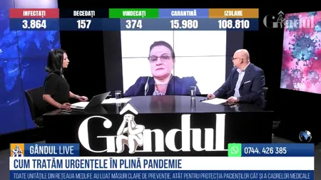 GÂNDUL LIVE. Dr. Larisa Chiriac, din cadrul Medlife. „Suntem la dispoziția pacienților noștri, pentru orice tip de gest medical care nu suportă amânare”