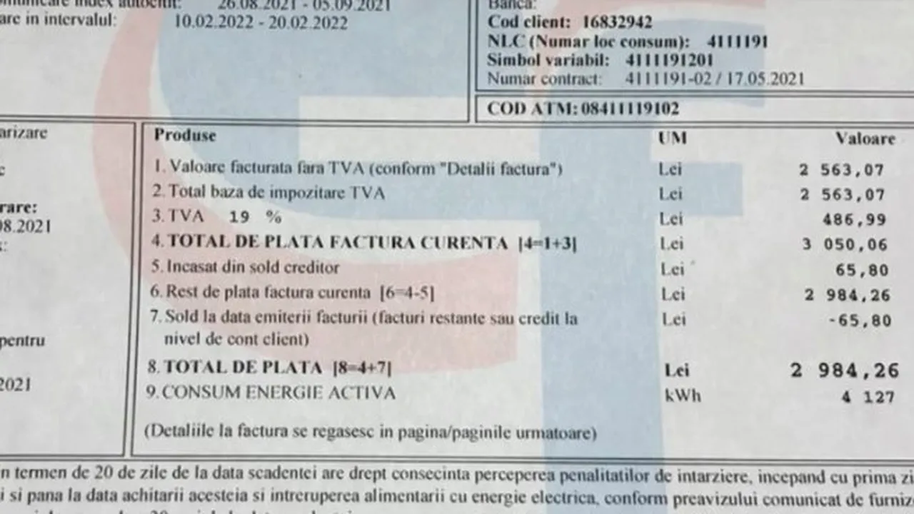 Factură de 3.000 de lei pentru o casă cu 3 camere, în Brașov. Deși a făcut reclamație, femeia nu a primit niciun răspuns de la Electrica: „Venitul meu lunar este 1.600 lei”