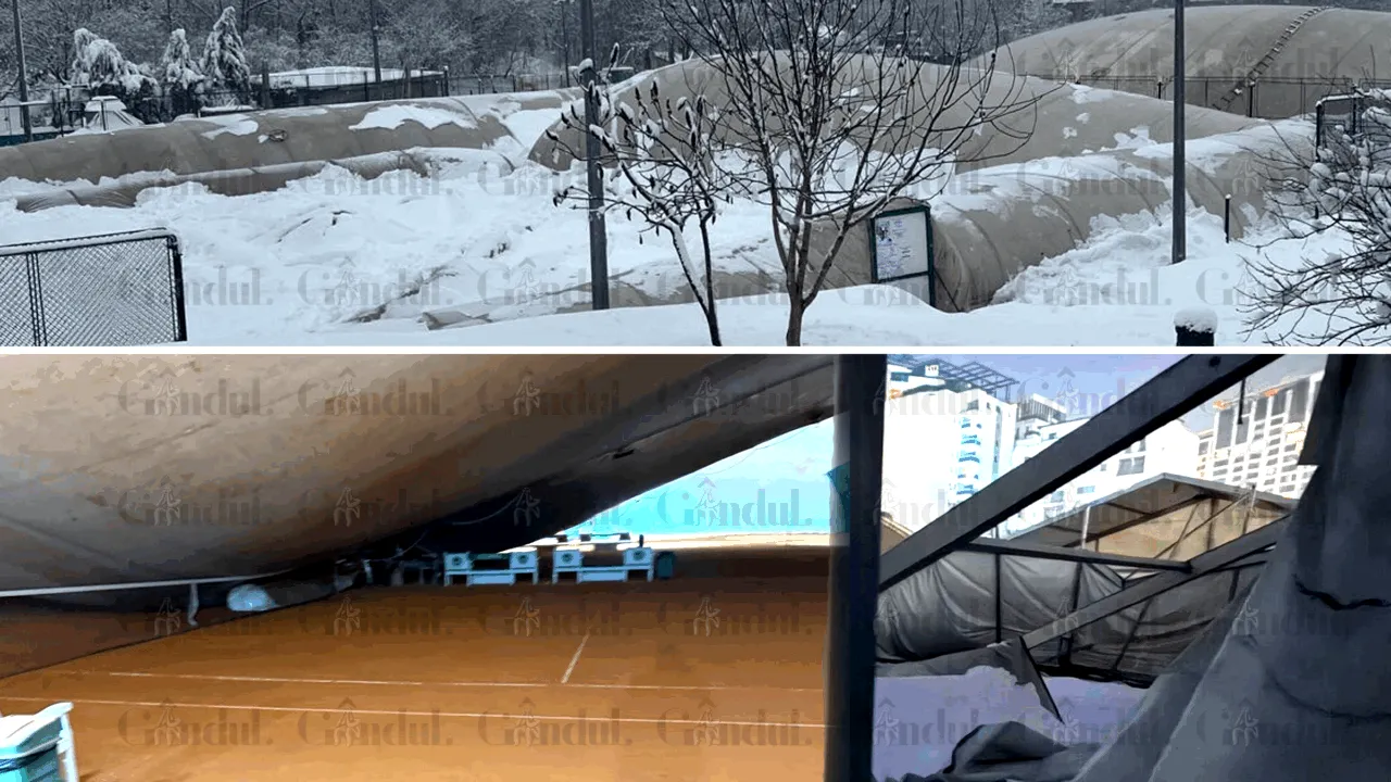 Mai multe baloane de tenis din București s-au prăbușit din cauza zăpezii din ultimele zile. Doar o minune a făcut ca nimeni să nu fie strivit. Imagini exclusive cu terenurile puse la pământ