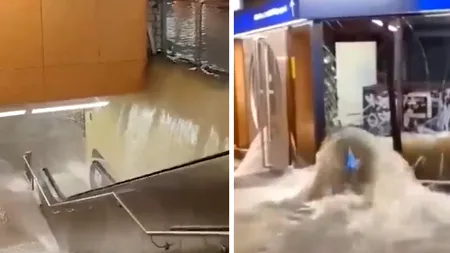 VIDEO Aeroportul din Frankfurt, inundat de o PLOAIE violentă. Scările rulante, transformate în uriașe cascade