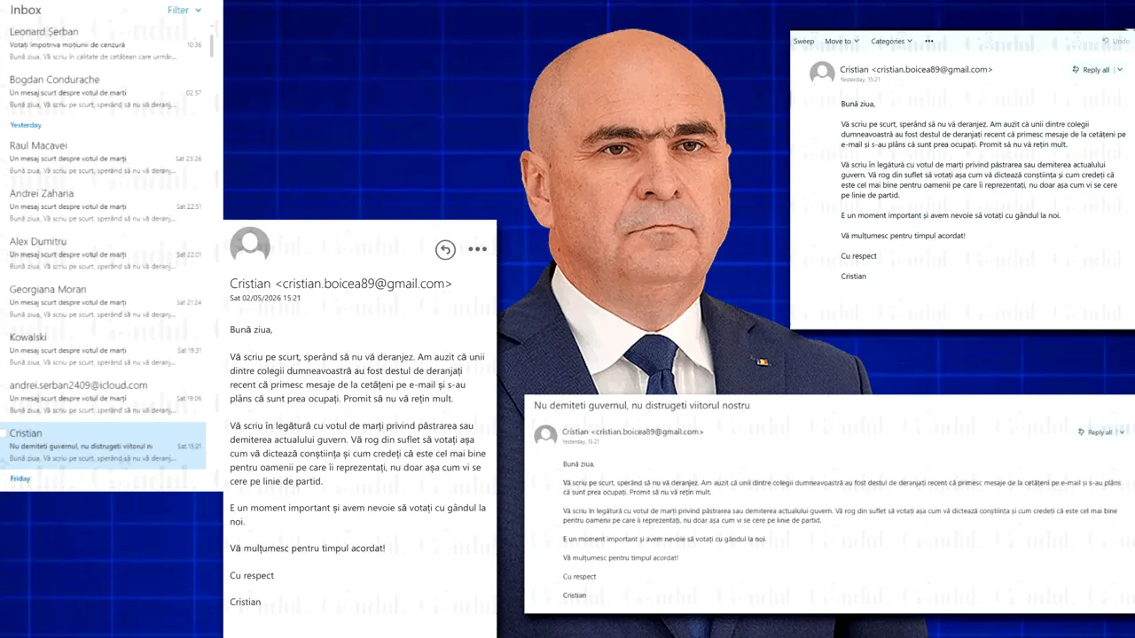 Operaţiunea “spam”. Parlamentarii sunt bombardaţi cu mii de emailuri identice, de pe zeci de adrese diferite, pentru a-l susţine pe Ilie Bolojan la moţiunea de cenzură