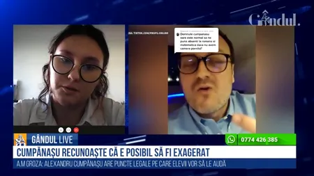 GÂNDUL LIVE. Ana Maria Groza, președintele Asociației Elevilor din București și Ilfov: „Alexandru Cumpănașu abordează puncte legale pe care elevii vor să le audă”