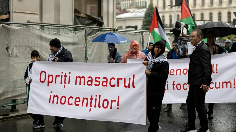 Sute de persoane au ieșit în București la un marș de solidaritate cu Gaza | GALERIE FOTO