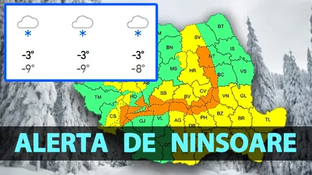 Alertă de ninsoare emisă de meteorologii Accuweather. Orașele din România în care ninge începând de luni