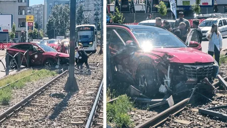Banii pe gard! STB vrea să recupereze paguba creată de șoferul care a intrat luni cu mașina pe linia 41 de tramvai: „Un singur panou costă 1.300 de lei”