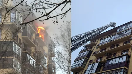 INCENDIU puternic lângă București. Un bloc din zona Militari Residence, Chiajna, a luat foc