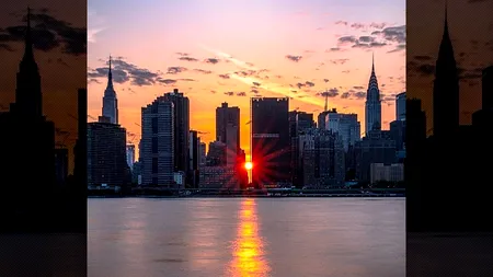 FOTO | „Manhattanhenge”. Fenomen unic în New York. Momentul în care Soarele se aliniază perfect cu străzile la apus