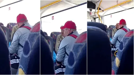 VIDEO ȘOCANT | Un bătrân este lovit cu brutalitate de un bărbat, într-un autobuz. Nimeni nu a intervenit!
