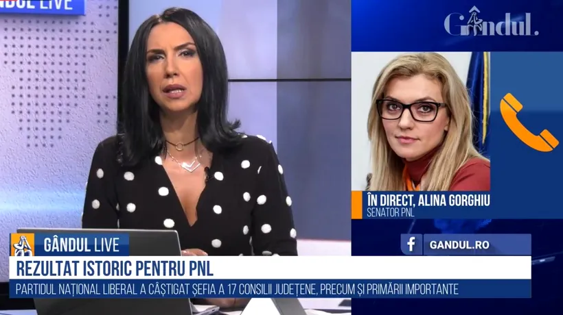 GÂNDUL LIVE. Alina Gorghiu, senator PNL: „Nu îi răspund domnului Barna. Am văzut toată campania. PNL a avut 34%, PSD 30%, USR 13%”