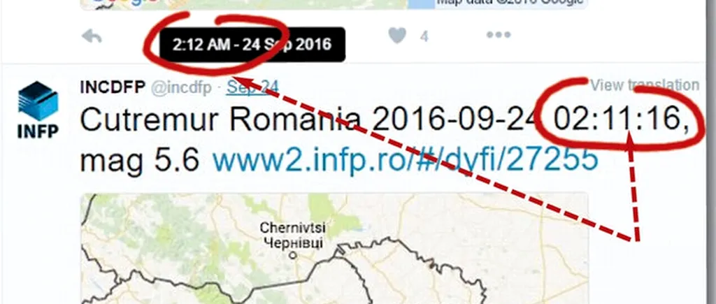 Sistemul de alertare al INFP, ''prăbușit'' după cutremurul de vineri noaptea: ''Am reușit să transmitem doar pe Twitter''