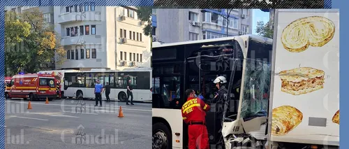 FOTO-VIDEO: Accident grav pe Calea Dorobanți din București, în care a fost implicat un autobuz STB. Patru persoane, transportate la spital
