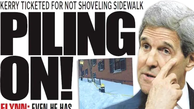 John Kerry, amendat cu 50 de dolari pentru că nu a curățat zăpada din fața casei