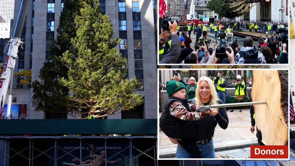 (VIDEO) Spectacol: bradul de Crăciun de la Rockefeller Center a ajuns în Manhattan. Sezonul festiv a început oficial la New York