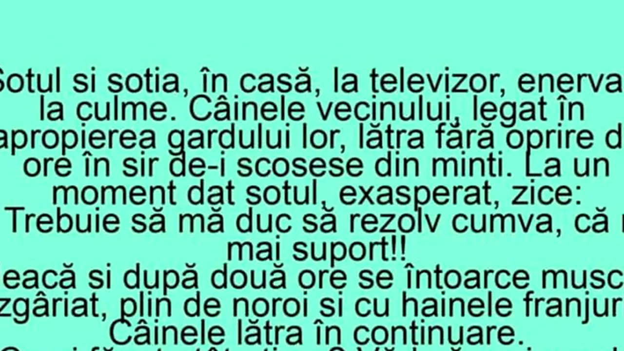 BANCUL DE MIERCURI | „Soțul și soția, în casă, la televizor, enervați la culme”